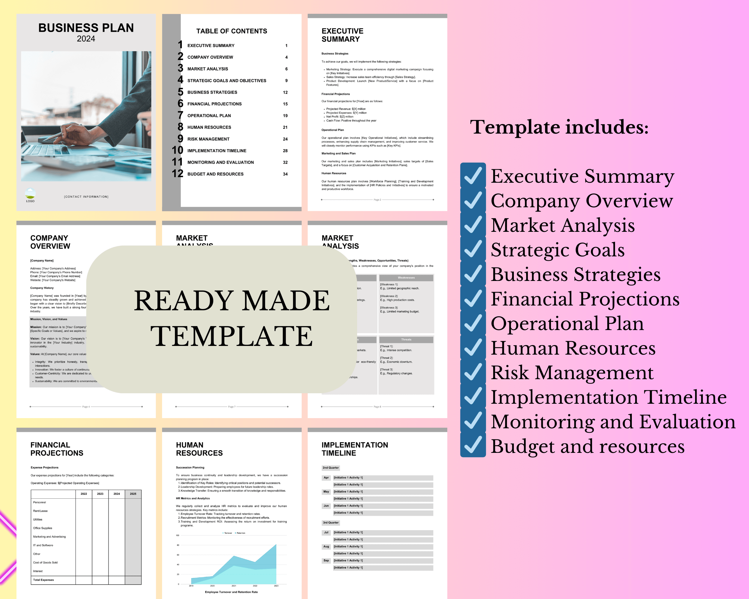 Business Plan Template – Startup & Small Business – Editable Canva ...